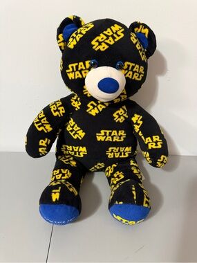 Build-A-Bear Star Wars Logo Teddy Bear Black Yellow Blue Plush 17" 2015 Retired